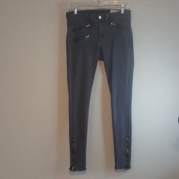 rag & bone Zipper Tech Moto Skinny Ankle Dark Gray Seattle Jeans 29 - Picture 2 of 16